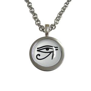 Bordered Circular Eye of Horus Pendant Unisex Neck